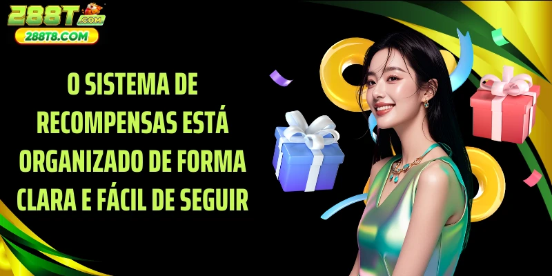 O sistema de recompensas está organizado de forma clara e fácil de seguir